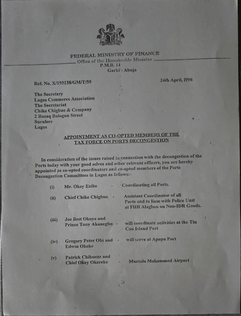 Obi Abacha Letter 1