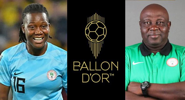 Super Falcons’ Coach Madugu, Goalkeeper Nnadozie Nominated For Ballon d’Or Awards Madugu Ballon