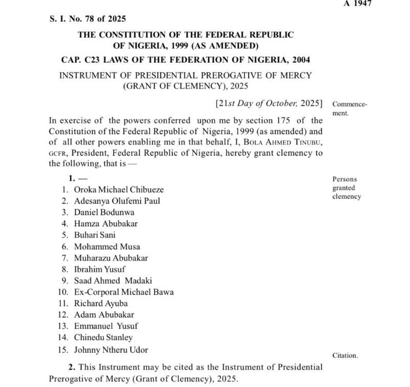 Tinubu Removes Maryam Sanda, Others From Pardon List 3 Amended Pardon List 3