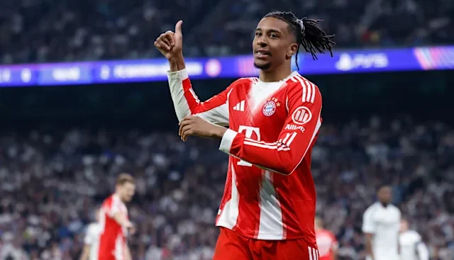 Champions League: Diaz, Olise Fire Bayern Past Real Madrid As Arsenal Survive Sporting Scare Bayern Olise e1776294335426