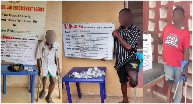 NDLEA Arrests Three Persons With Disabilities For Drug Trafficking, Seizes Drugs Worth N5.8bn NDLEA Disable