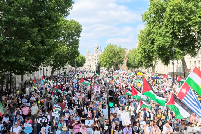 Thousands Rally In London In Support Of Gaza, Demand New Prime Minister Take Action London Gaza Protest