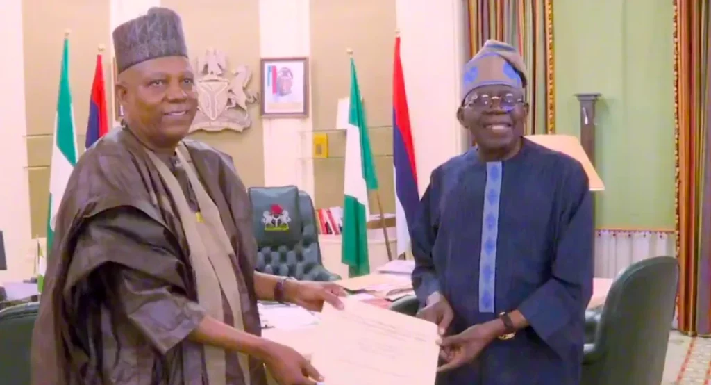 2027 Election: Tinubu Presents Shettima With APC Vice-Presidential Certificate Tinubu Shettima Cert