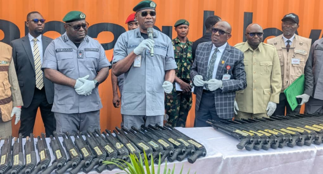 Customs Hands Over 399 Seized Rifles, Suspects To National Security Adviser’s Office Customs NSA Rifles